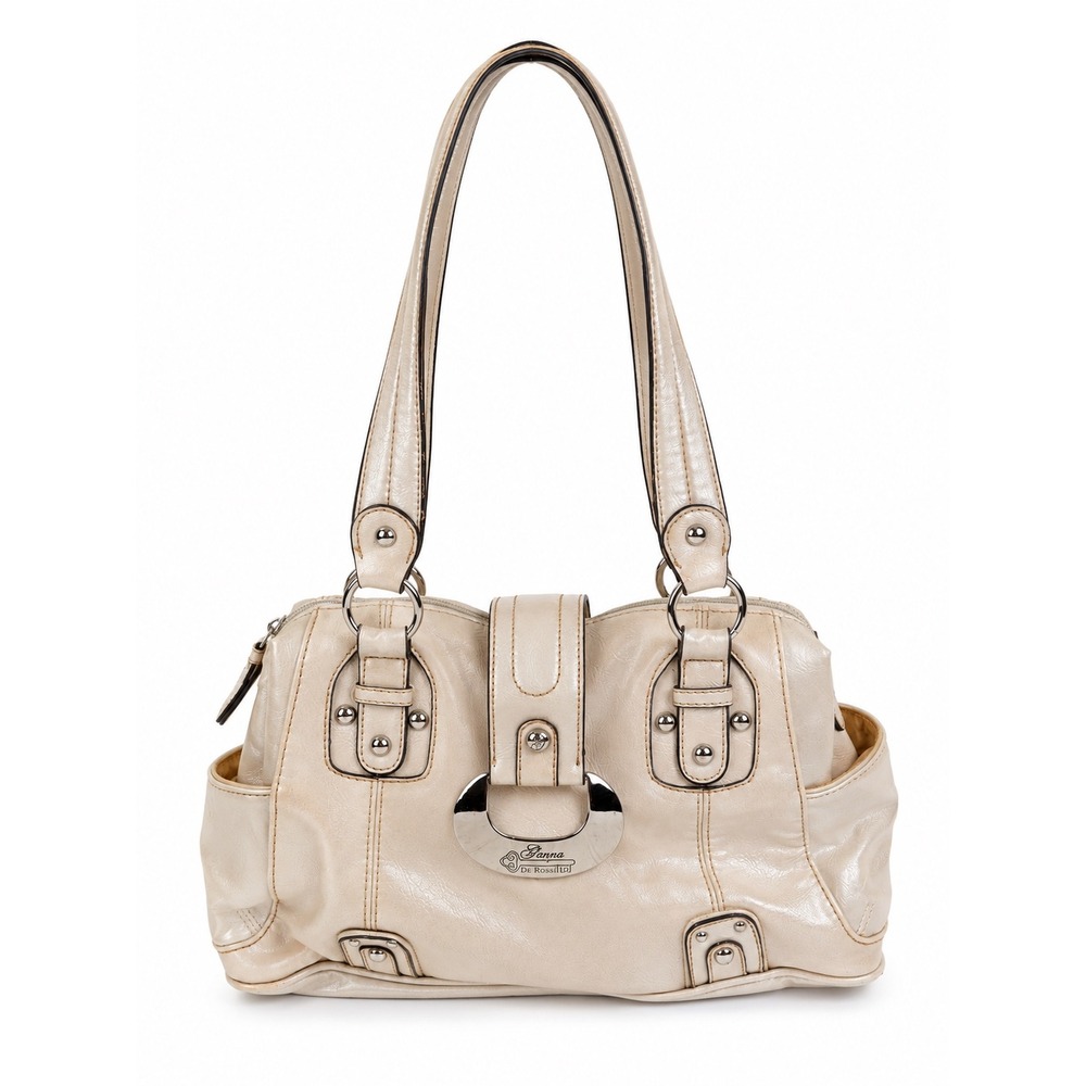 Genna De Rossi Vintage Y2K White Leather Slouchy Hobo Shoulder Bag Purse